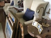 Ogle wingback chairs and tables