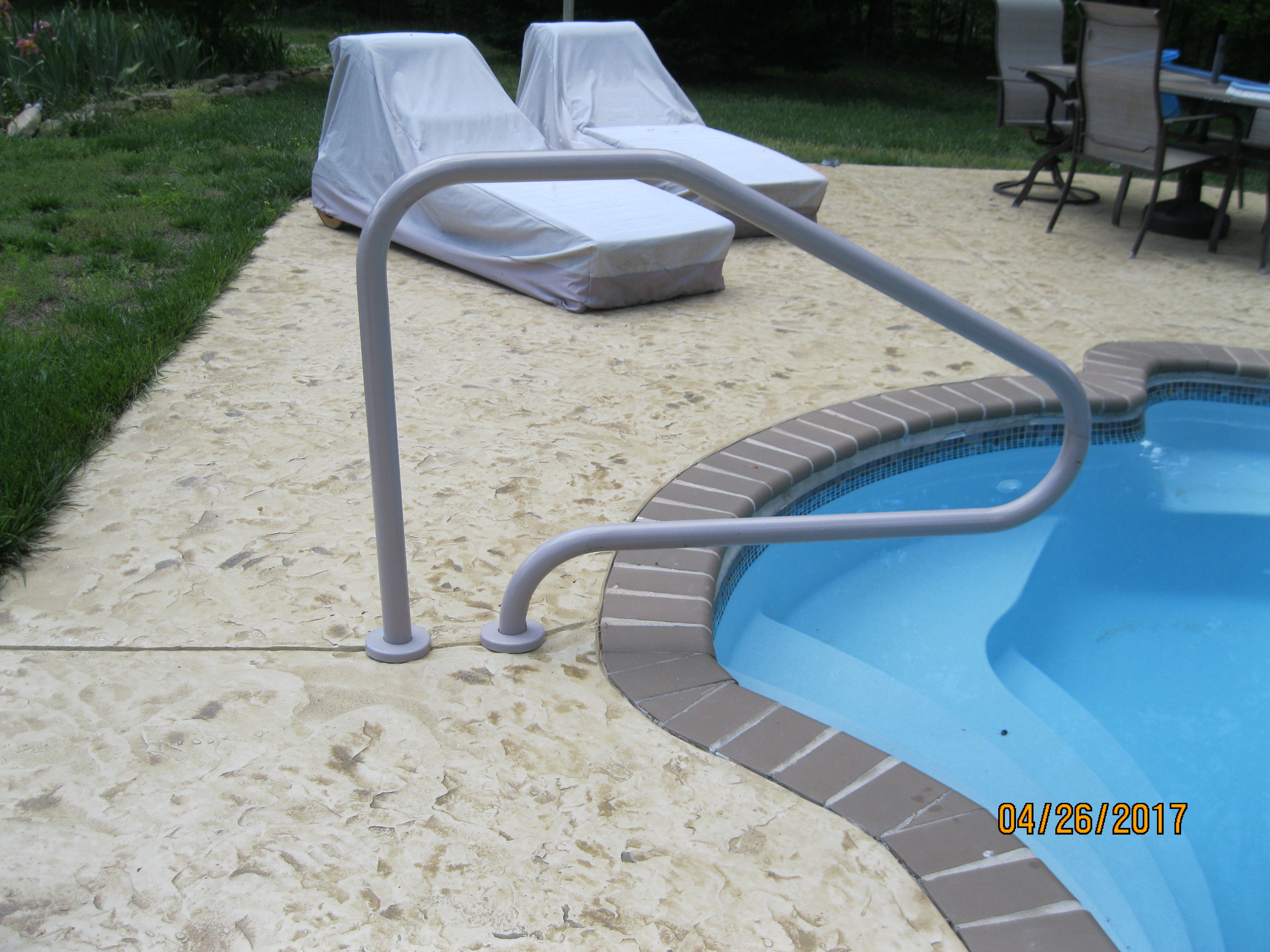 inground pool step railings